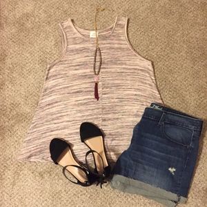 Heathered Grey Maroon & Purple Sweater Tank Top